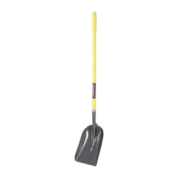 No. 10 16 ga Scoop Shovel, Steel Blade, 46-3/4 in L, Natural Fiberglass Handle