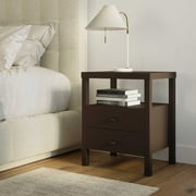 Westwood Brown Modern Solid Wood 2-Drawer Nightstand with Shelf by East at Main 18"Wx15"Dx22"H