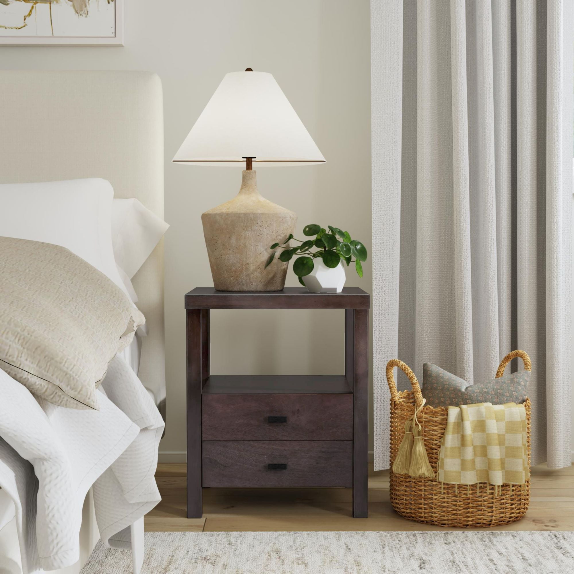 Westwood Acacia Solid Wood 2-Drawer Nightstand - Brown