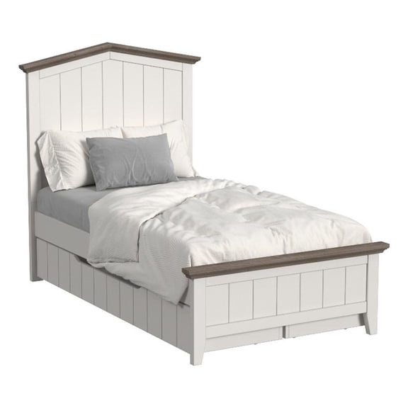 Westwood Design Lodge Farmhouse Wood Complete Twin Bed in Cookies/Cream