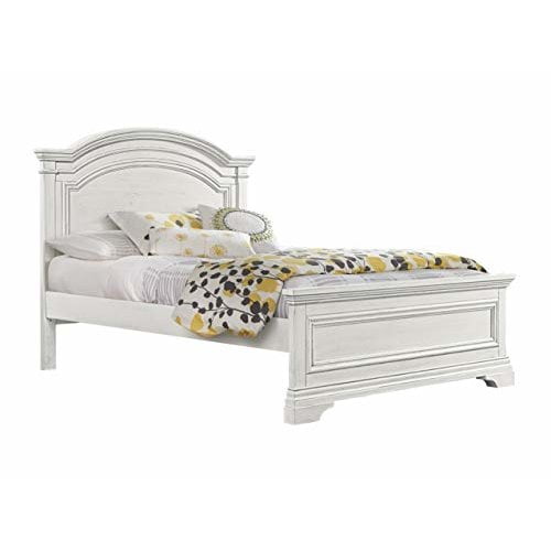 Olivia Brushed White Full Wood Bed with Headboard