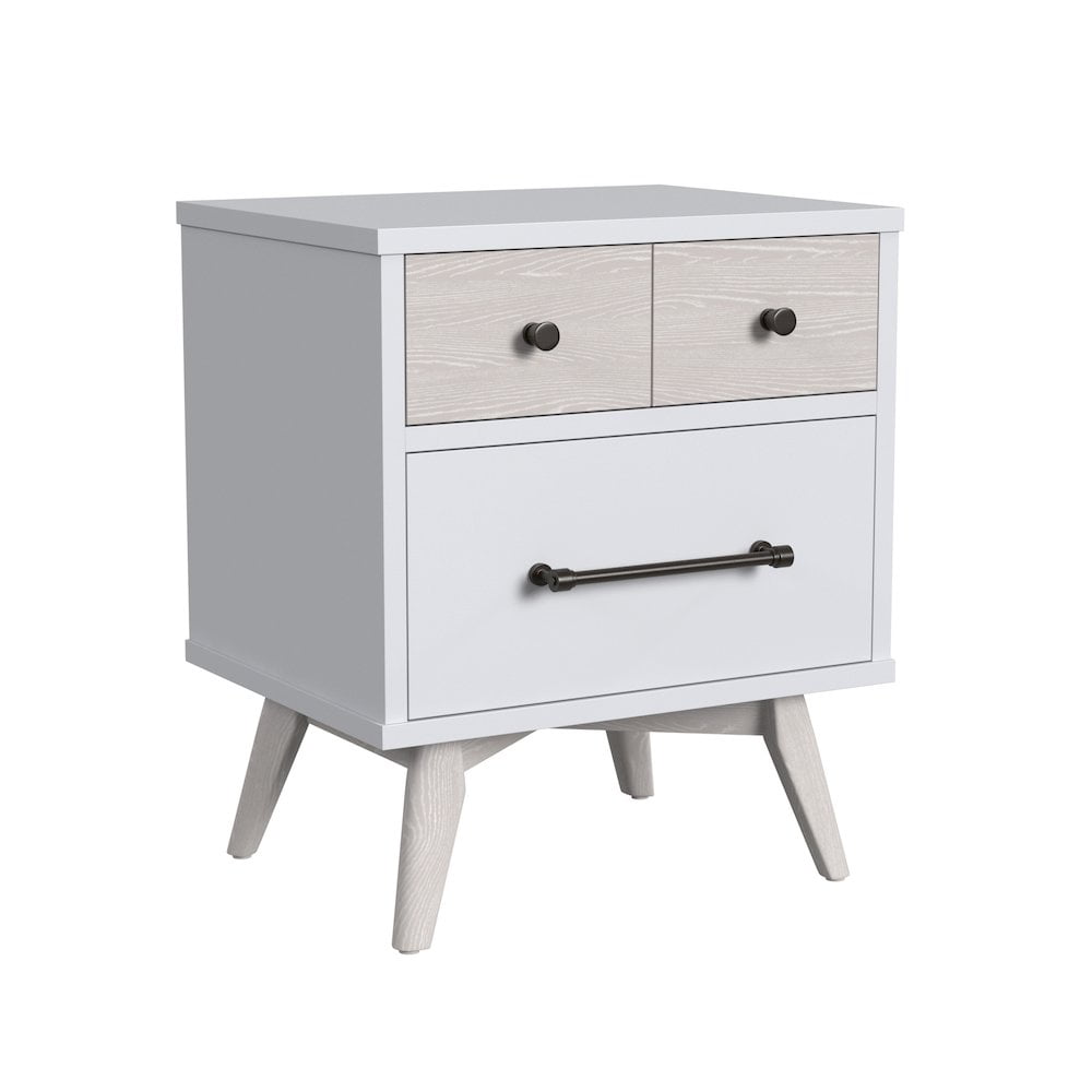 Ash Linen White 2-Drawer Modern Wood Nightstand