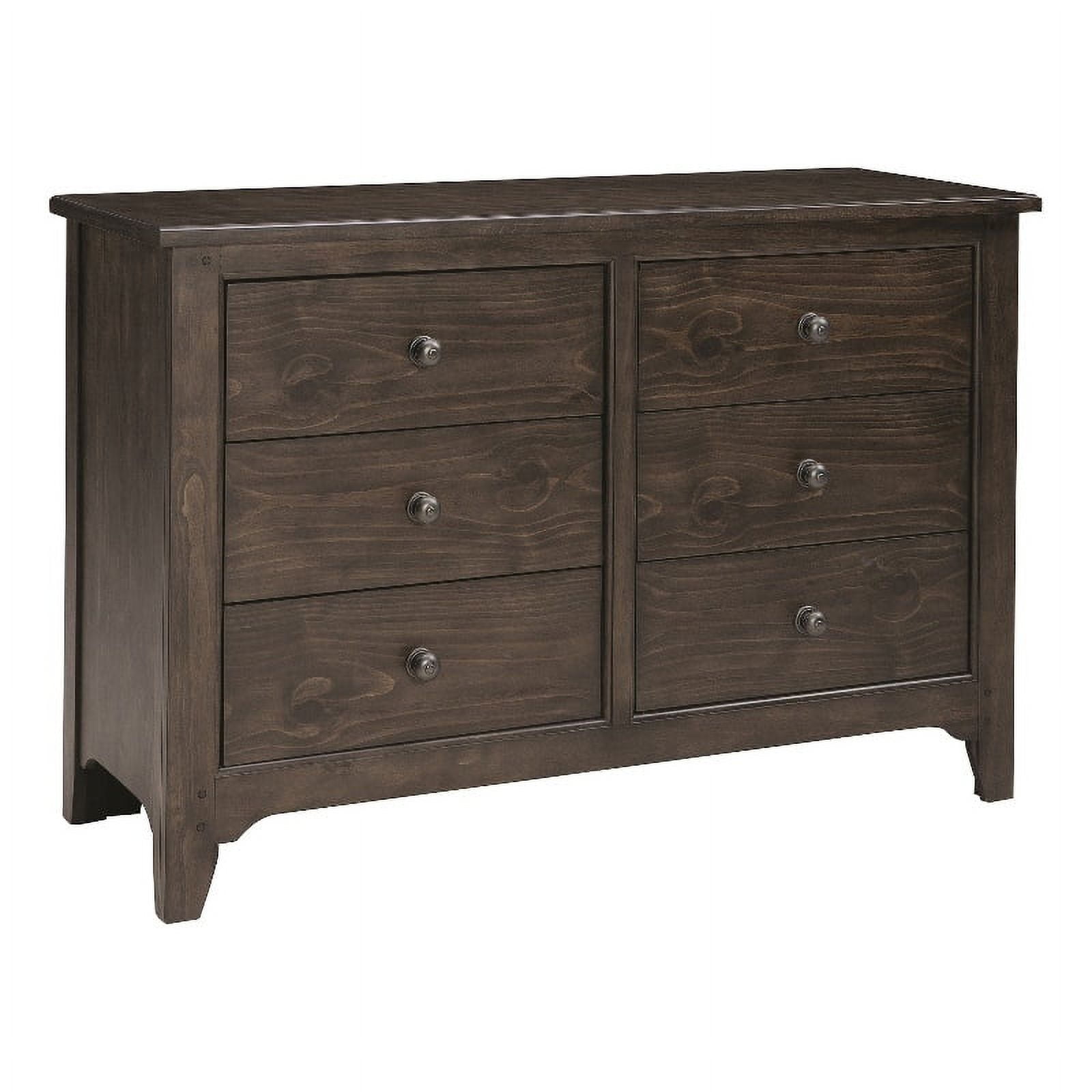 River Rock Brown Farmhouse Double Dresser with Ball Bearing Drawers