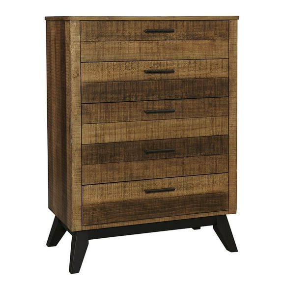 Westwood Design Urban Rustic 5-Drawer Transitional Wood Chest in Brushed Wheat