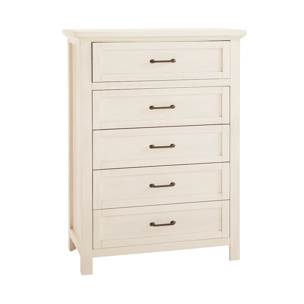 Brushed White Vertical Nursery Chest with Dovetail Drawers