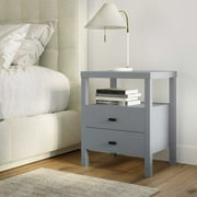 Westwood Gray Modern Solid Wood 2-Drawer Nightstand with Shelf by East at Main 18"Wx15"Dx22"H