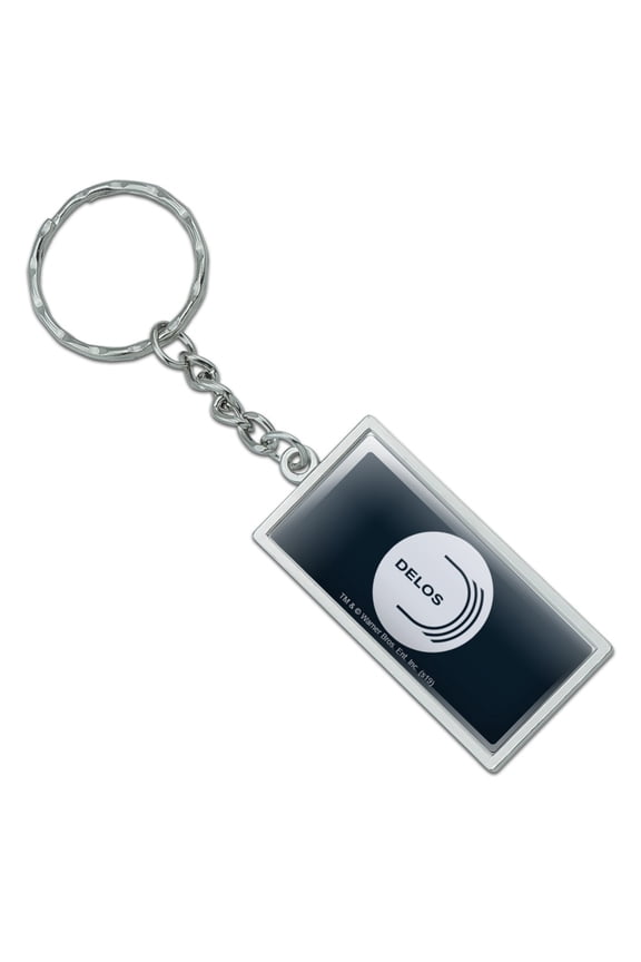 Westworld Delos Logo Rectangle Keychain in Chrome Plated Metal