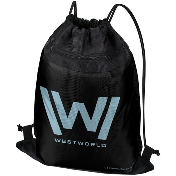 Westworld Logo Drawstring Backpack Sports Bag Sackpack 17" x 13", Perfect for Gym, Yoga or Practice