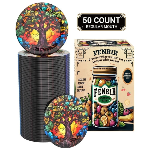 Weswose 50pcs Regular Mouth Canning Lids with Sealing - Mason Jar Lids for Canning, Reusable Leak Proof Split-Type Gold Lids, Food Grade Material(Red)