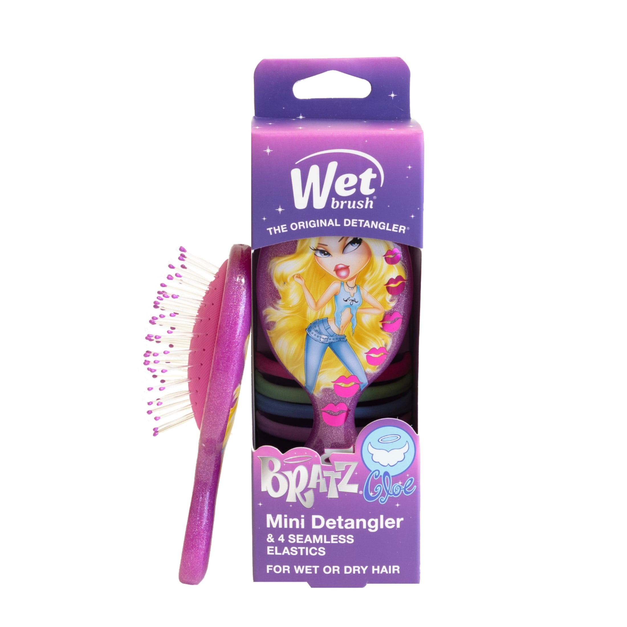 Wet Brush Bratz Cloe Mini Detangler Hairbrush with 4 Bonus Seamless Elastics