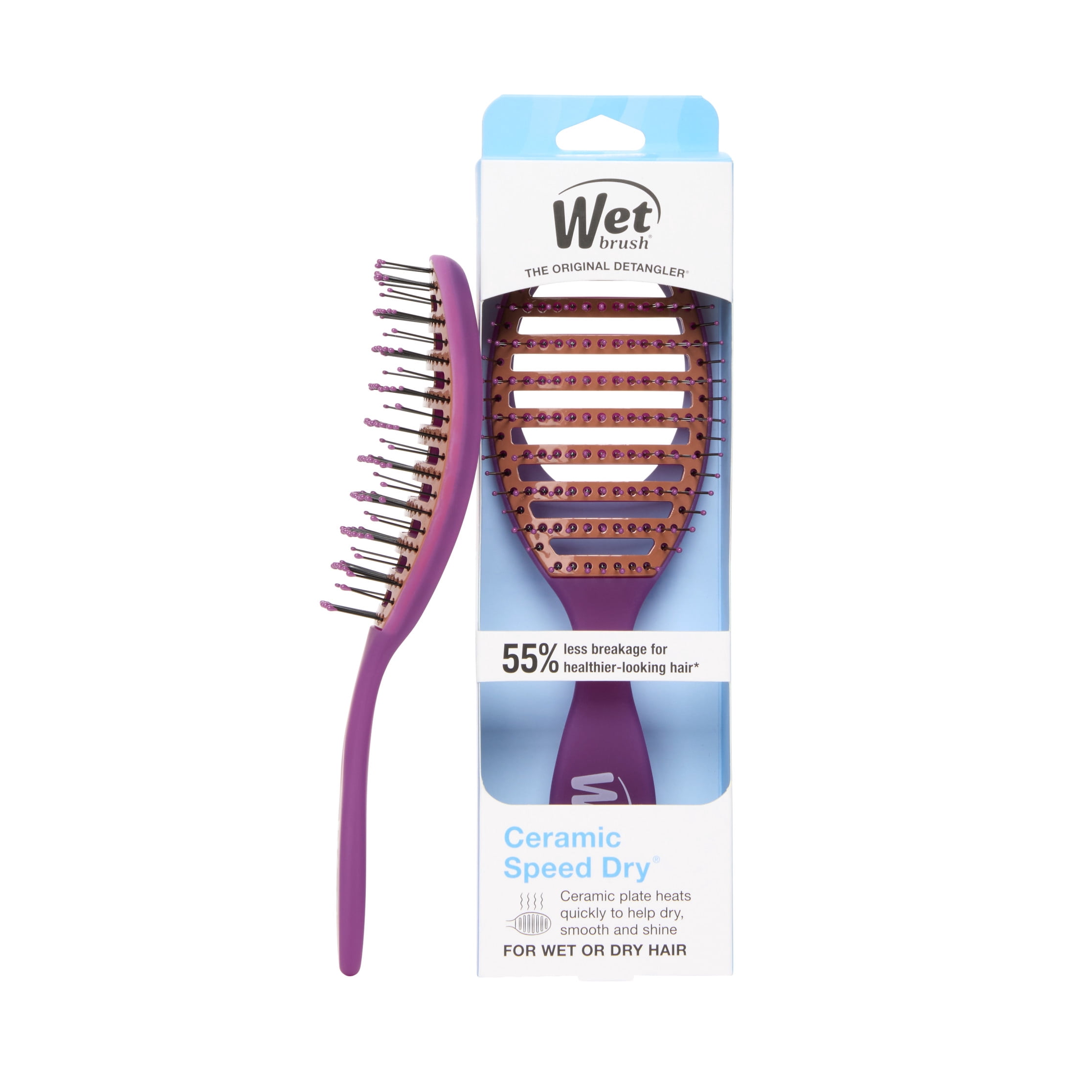 Wet Brush Ceramic Speed Dry Hair Brush With Purple Ceramic Coating For Faster Blow-Drying