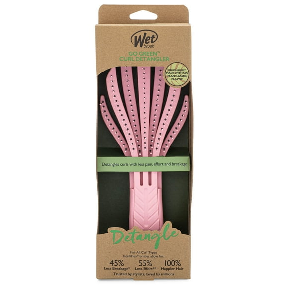 Wet Brush Go Green Curl Hair Brush Detangler, Soft, Flexible Bristles, Pink 1 Ct, Wet Or Dry Hair