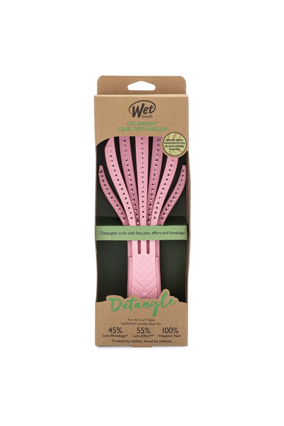 Go Green Curl Hair Brush Detangler, Soft, Flexible Bristles, Pink 1 Ct, Wet Or Dry Hair