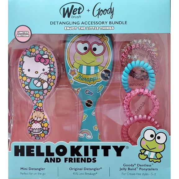 Wet Brush + Goody Hello Kitty & Friends Detangling Accessory Bundle Set 7 Count