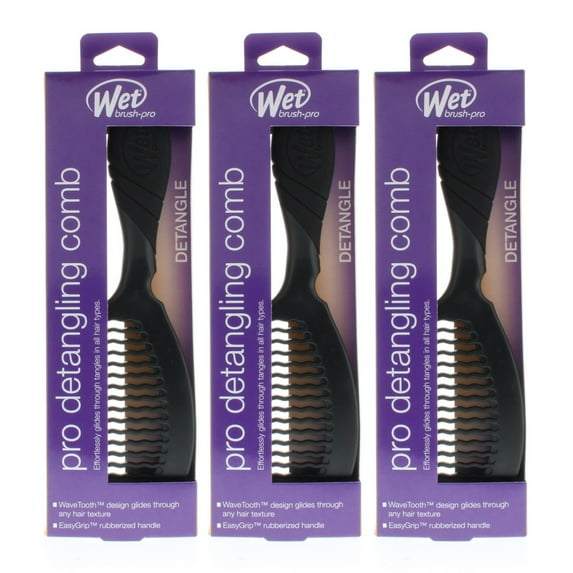 Wet Brush Pro Detangling Comb Black Model# 0620WBLACKNW (3 Pack)