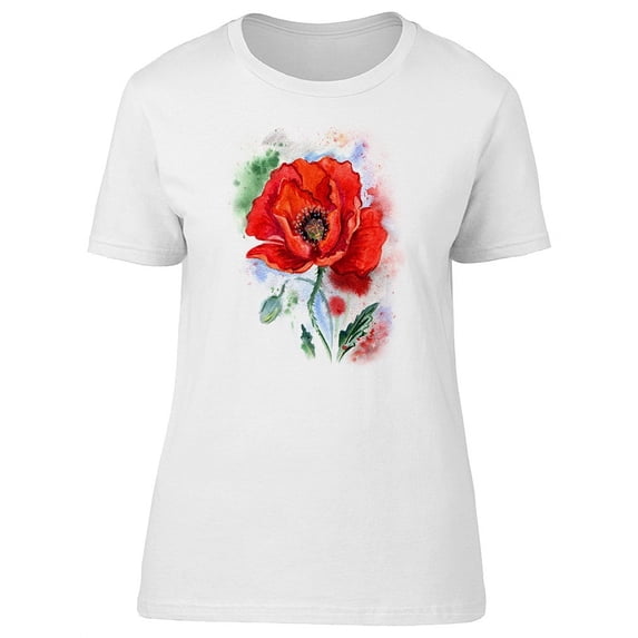 Wet Brush Red Poppy T-Shirt Women -Image by Shutterstock, Female XX-Large