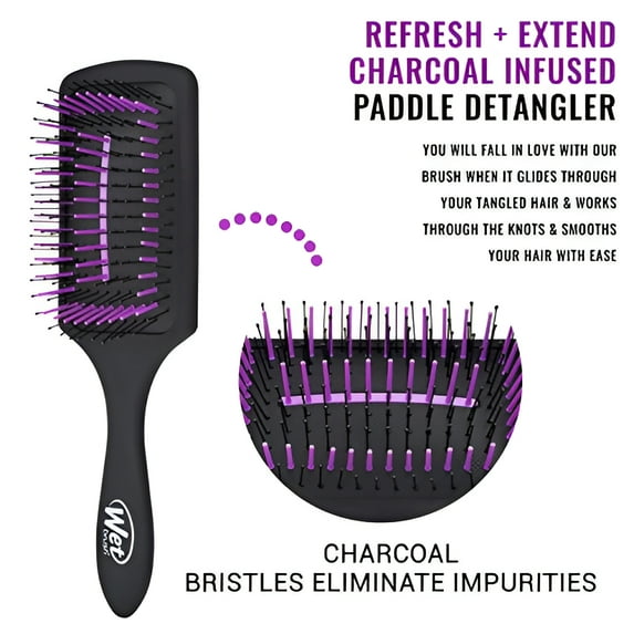 Wet Brush, Refresh and Extend Paddle Detangler For All Hair Types, Removes Dirt Excess Oils and Impurities Charcoal Infused Bristles, Black