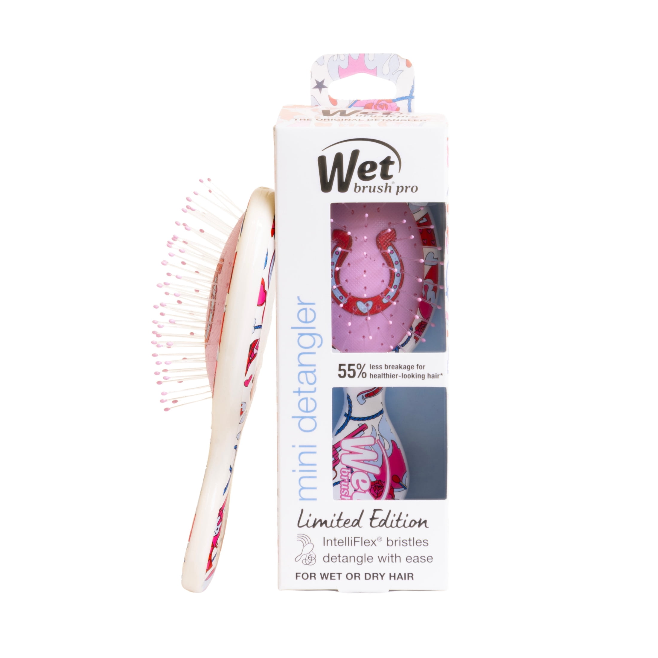 Wet Brush Original Mini Detangler Cowboy Pink Horseshoe, For All Hair Types