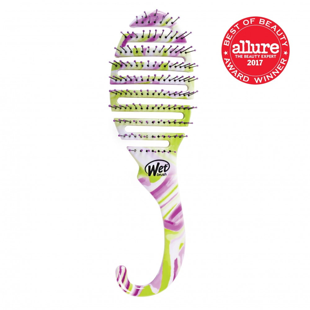 Wet Brush Shower Flex Detangle IntelliFlex Bristles Hair Brush, Travel Green & Purple