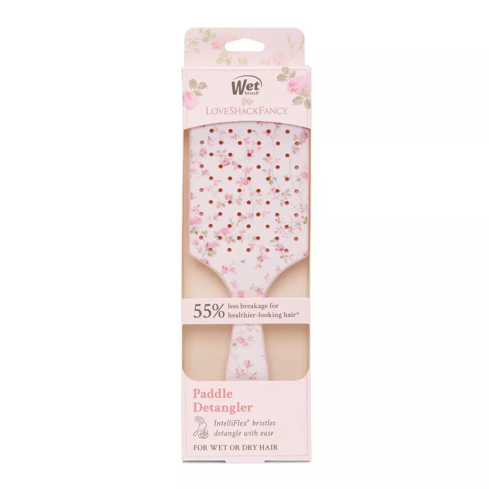 NWT - LoveShackFancy x Wet Brush - Paddle Detangler - English Ivy - Pink LoveShackFancy X Wet Brush Mini Smooth Styler Hair Brush  main image 4