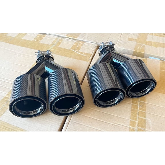 Wet Carbon Fiber Gloss Black Quad Exhaust Tips for Chevy Camaro 2010-2012