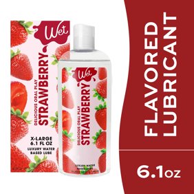 Wet Premium Water-Based Flavored Personal Lubricant, Luxury Edible Lube for Men and Women, Strawberry Flavor, 6.1 fl oz