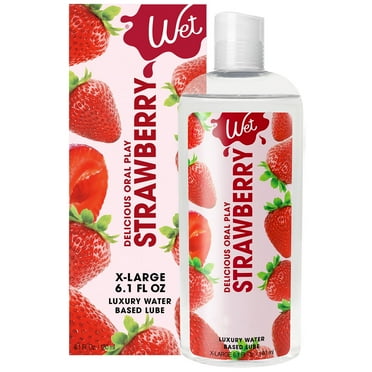 Wet Flavored Water-Based Lube, Luxury Edible Personal Lubricant, Delicious Strawberry Flavor, 6.1 fl oz