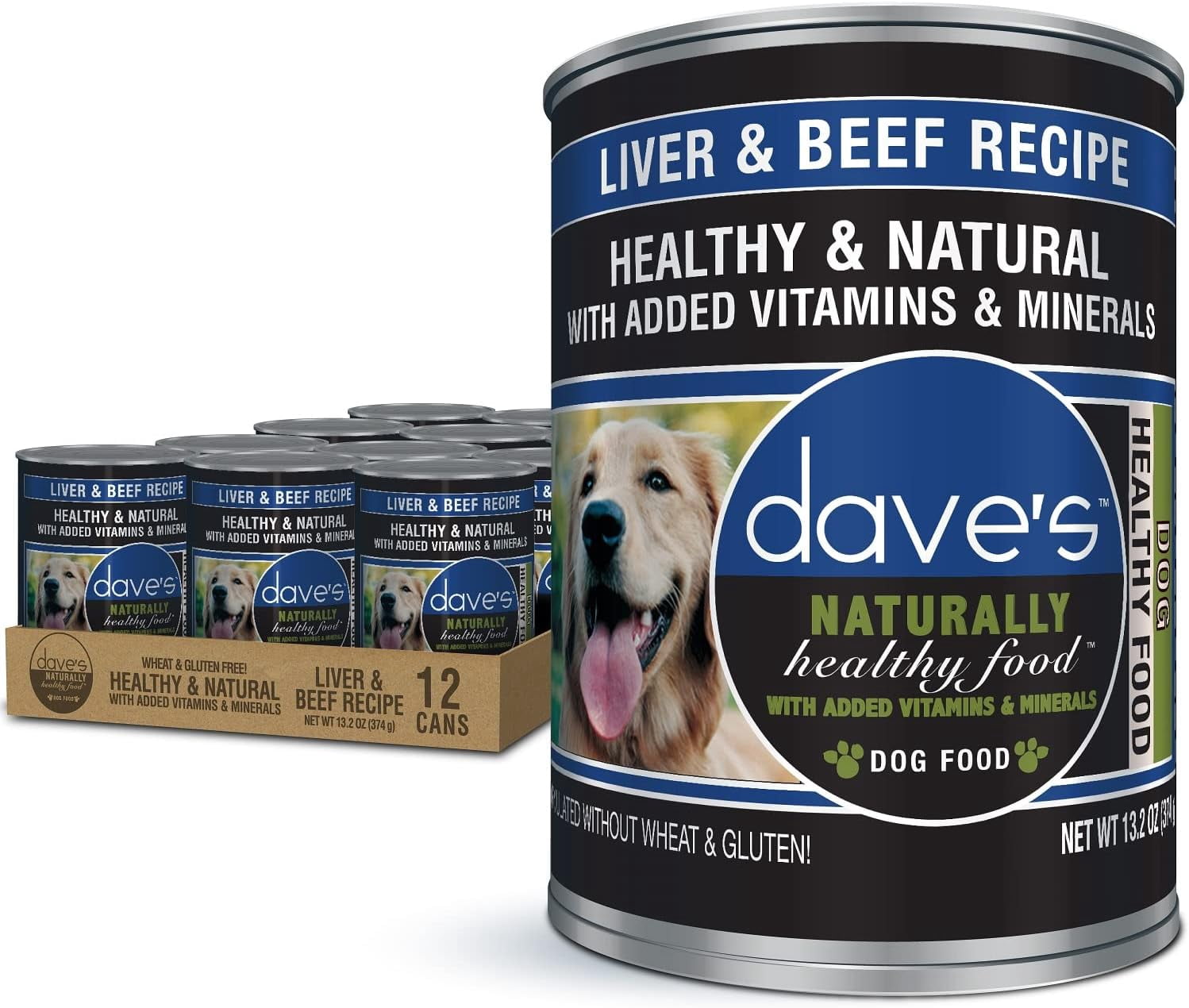 Wet Dog Food (Liver & Beef), Made in USA Naturally Healthy Canned Dog