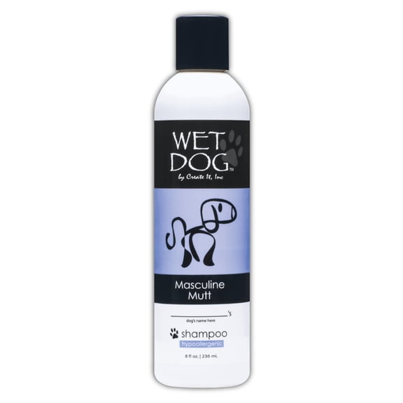 Wet Dog Masculine Mutt All-Natural Organic Oatmeal Sensitive Skin Shampoo for Male Dogs, Moisturizing Detangling Deshedding - 8 Ounce