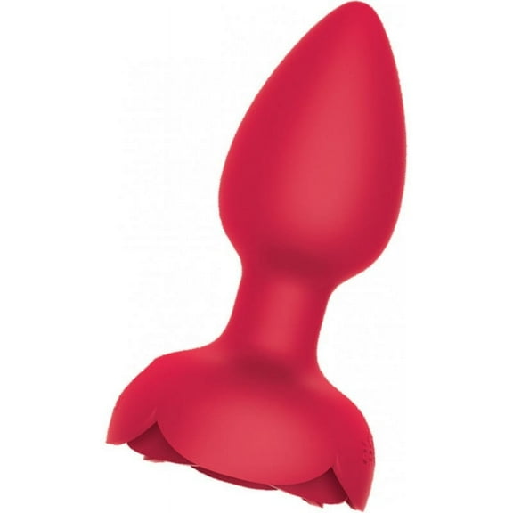 Wet Dreams Rosebud Tushy Light Vibrating Silicone Anal Plug with Remote Control, Red