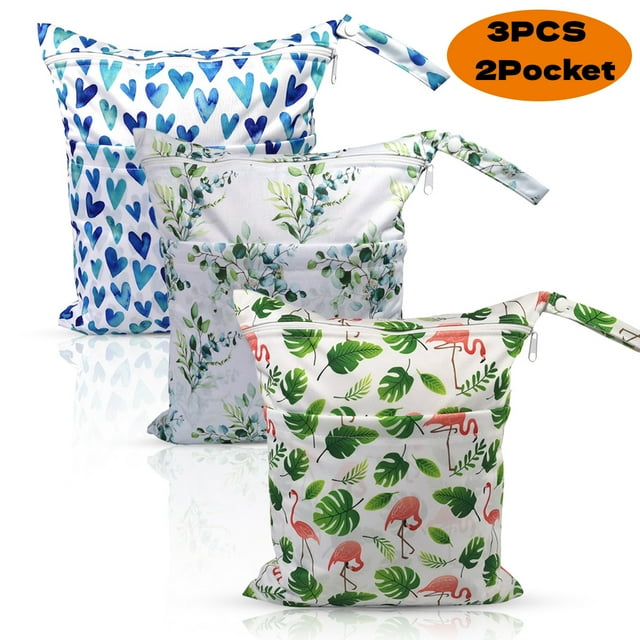 Wet Dry Bags for Baby Cloth Diapers, Travel, Swimsuit, Beach, Pool, Gym