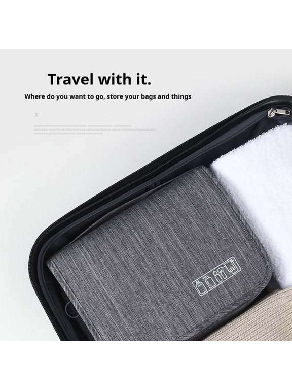 Wet Dry Cosmetic Organizer Bag | Hanging Hook | Polyester Cationic Fabric | 24.5x7.5x13cm | Large Capacity Toiletry & Makeup Case