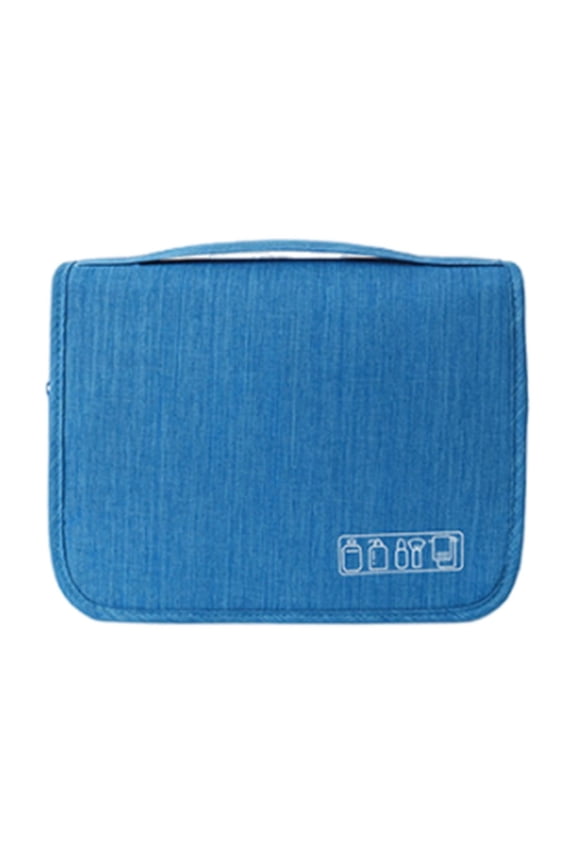 Wet and Dry Cosmetic Organizer Wash Bag - Durable Polyester Makeup Storage with Large Capacity, Convenient Hanging Hook and Metal Zipper for Toiletries and Cosmetics,Blue