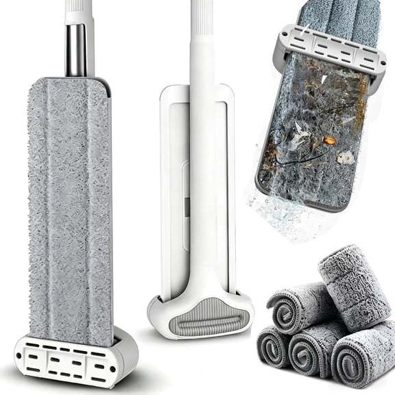 Wet Dry Flat Microfiber Mop for Hardwood Floors | 6 Washable Pads Included, 360? Swivel, For Kitchen Tile & Laminate Floors