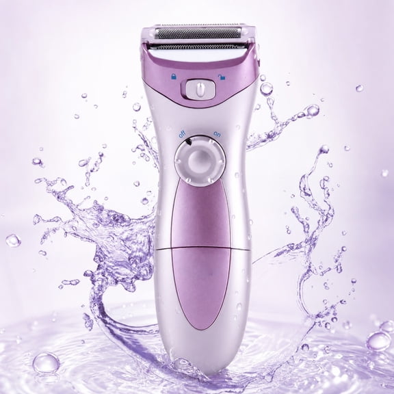 Wet Dry Razors for Women, Cordless Electric Shaver for Legs Underarms, Women's Epilator, Bikini Shaver Trimmer, Armpit Hair Remover, Purple,Battery Powered, Waterproof