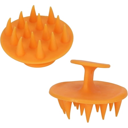 Silicone Scalp Massager,2pcs Silicone Scalp Massager Scrubber Men Women Wet Dry Dandruff Removal Shampoo Brush (Orange)