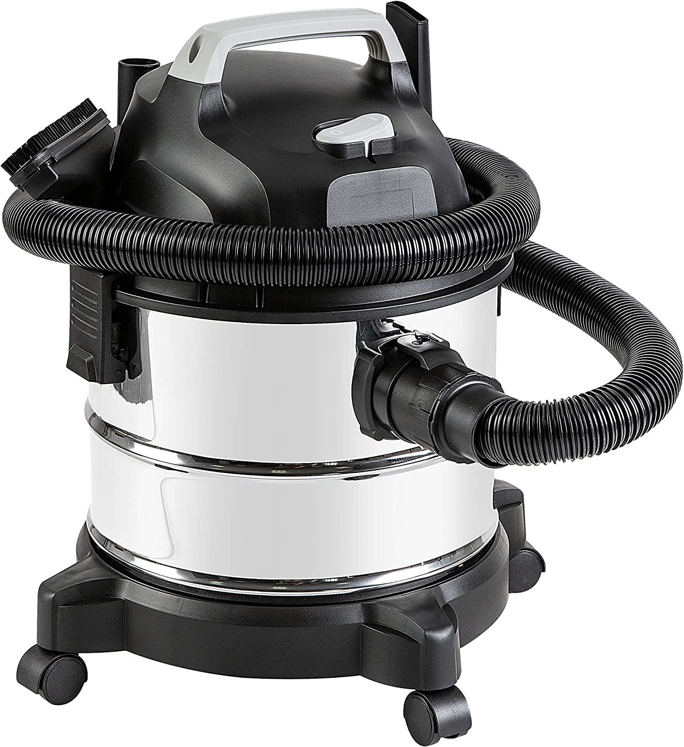 Wet Dry Shop Vacuum Cleaner, 4 Gallon, 3 HP Stainless Steel, Grey/Black
