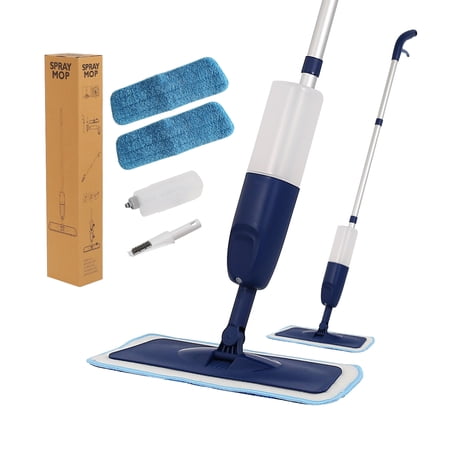Wet Dust Mops for Floor Cleaning - JIANFA Microfiber Spray Mops 2X Reusable Mop Pads 1X Bottles Wood Floor Mop with Spray Dry Mops Flat Mop for Home Commercial Use Hardwood Laminate Tiles Floors