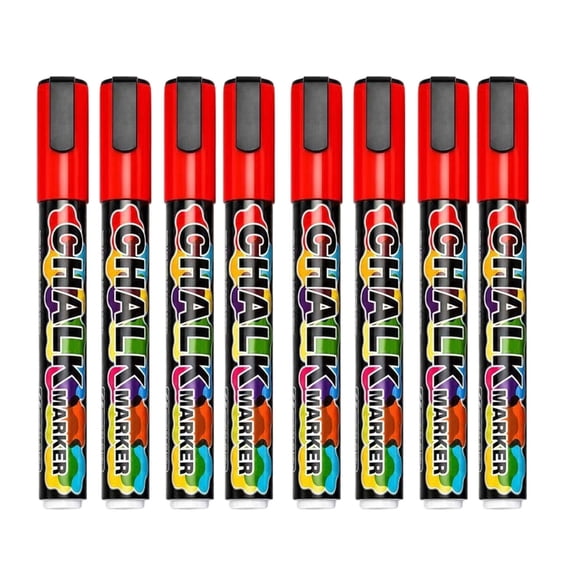Wet Erase Liquid Chalk Marker Set, 8 Pack 6 Mm Fine Tip Sign Markers for Glass Window, LED Board and Menu Display