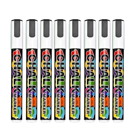 Wet Erase Liquid Chalk Marker Set, 8 Pack 6 Mm Fine Tip Sign Markers for Glass Window, LED Board and Menu Display