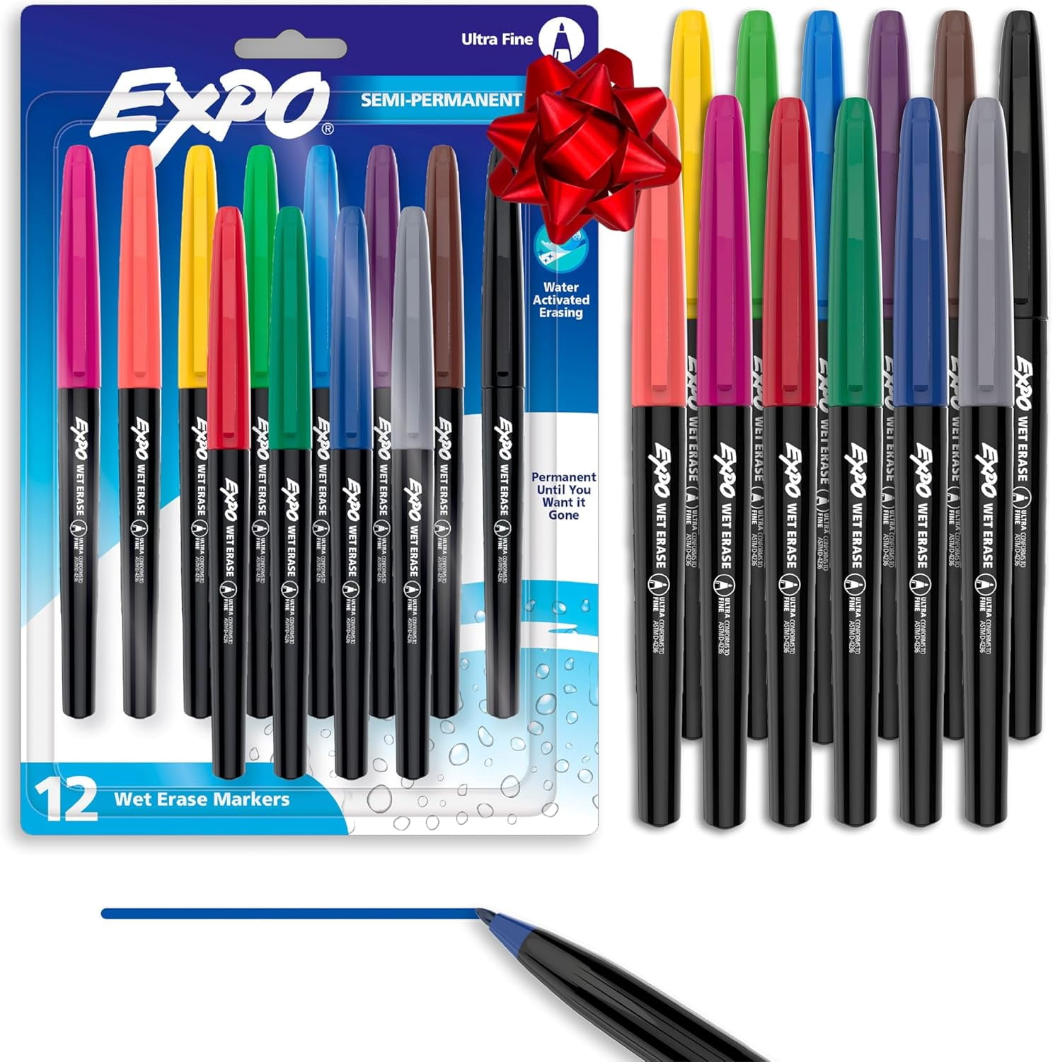 TWOHANDS Wet Erase Markers, Ultra Fine Point, 0.7mm Whiteboard
