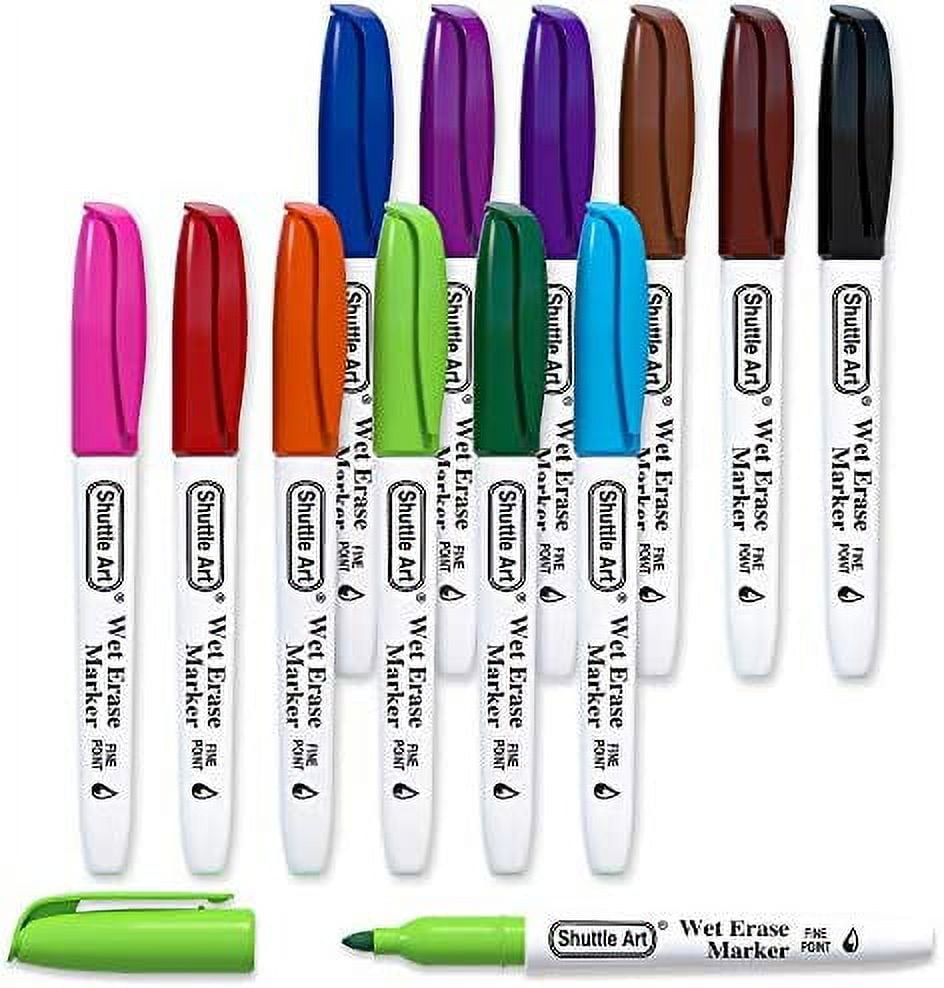 Wet Erase Markers, Shuttle Art 12 Colors 1mm Fine Tip Overhead