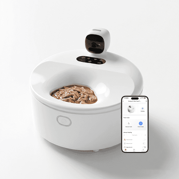 FURDEAR Heating/Cooling Smart Wet Food Feeder, APP Controlled for Travel Peace