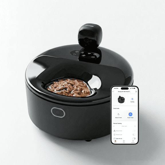 Wet Food Automatic Pet Feeder 4 Refrigerated Cooling 3-Day Freshness, 30 Pre-Heating for Gut Health, 300 Rotating HD Camera, 2.4G/5G Dual-Band WiFi App Control, Anti-Pinch Design, Dishwasher-Safe
