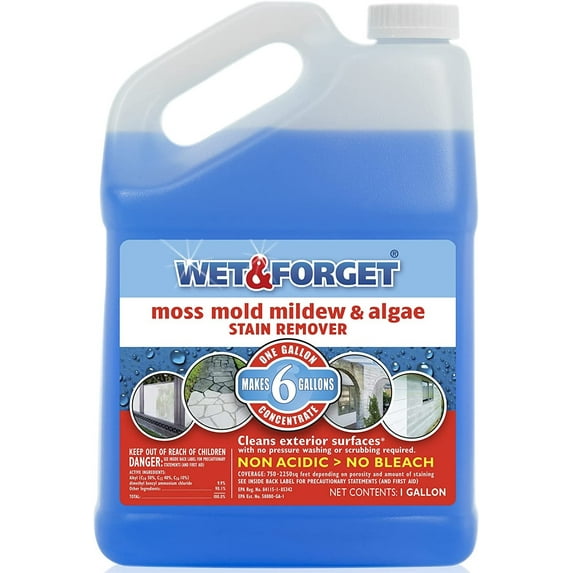 Wet & Forget Moss, Mold, Mildew, & Algae Stain Remover Multi-Surface Outdoor Cleaner Concentrate, Original, 128 Fluid Ounces