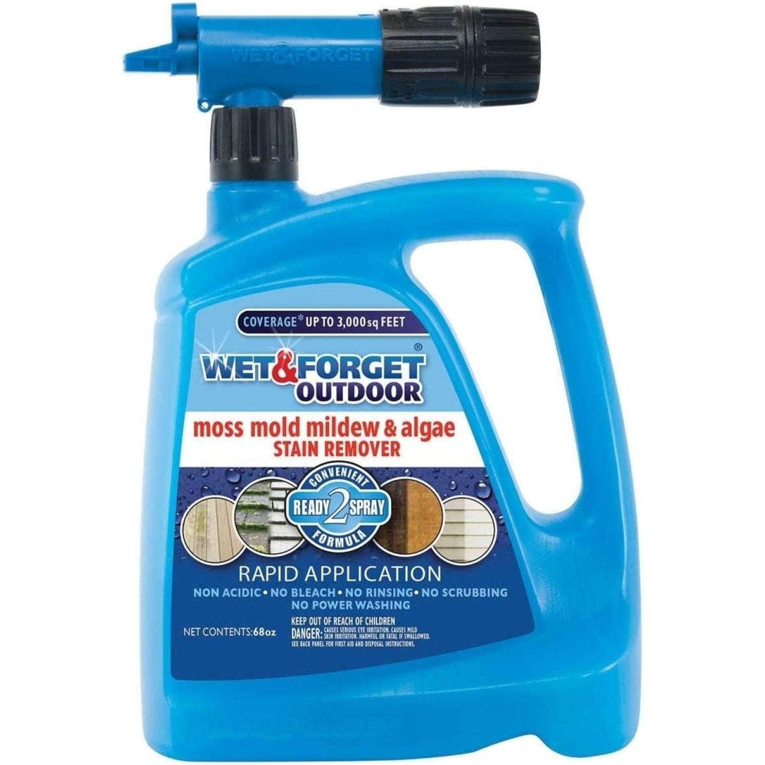 Wet & Forget Moss, Mold, Mildew and Algae Stain Remover Hose End (1, 68 ...