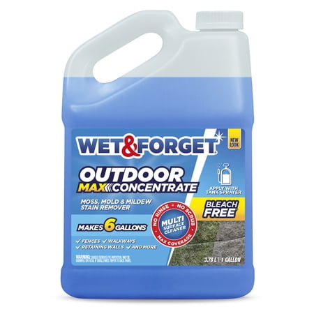 Wet & Forget Outdoor MAX Moss, Mold, Mildew, and Algae Stain Remover Concentrate, 128 oz