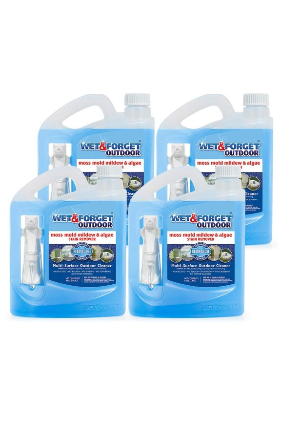 Outdoor Moss, Mold, Mildew, & Algae Stain Remover Multi-Surface Cleaner, Ready to Use, 64 Fluid Ounces, 4 Pack