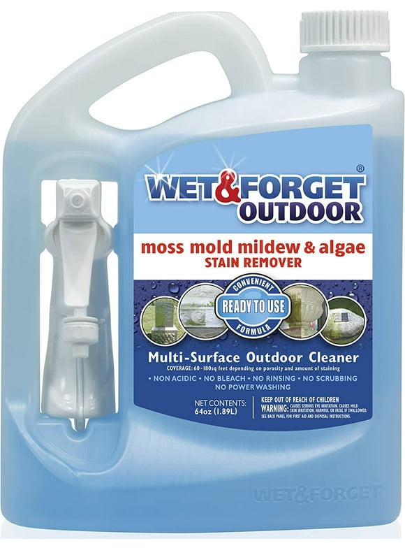 Wet & Forget Outdoor Moss, Mold, Mildew, & Algae Stain Remover Multi-Surface Cleaner, Ready to Use, 64 Ounce