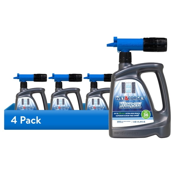 (4 pack) Wet & Forget Outdoor Window and Screen Cleaner Spray, 48 fl oz